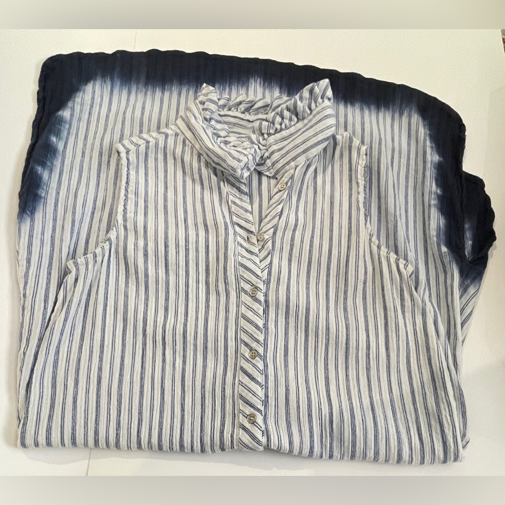 Emma G Blue Striped Cotton Sleeveless Dress - Picture 9 of 14